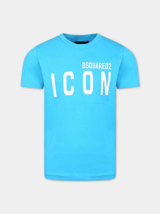 T-shirt azzurra per bambino con logo,Dsquared2,DQ1359 D00MV DQ818