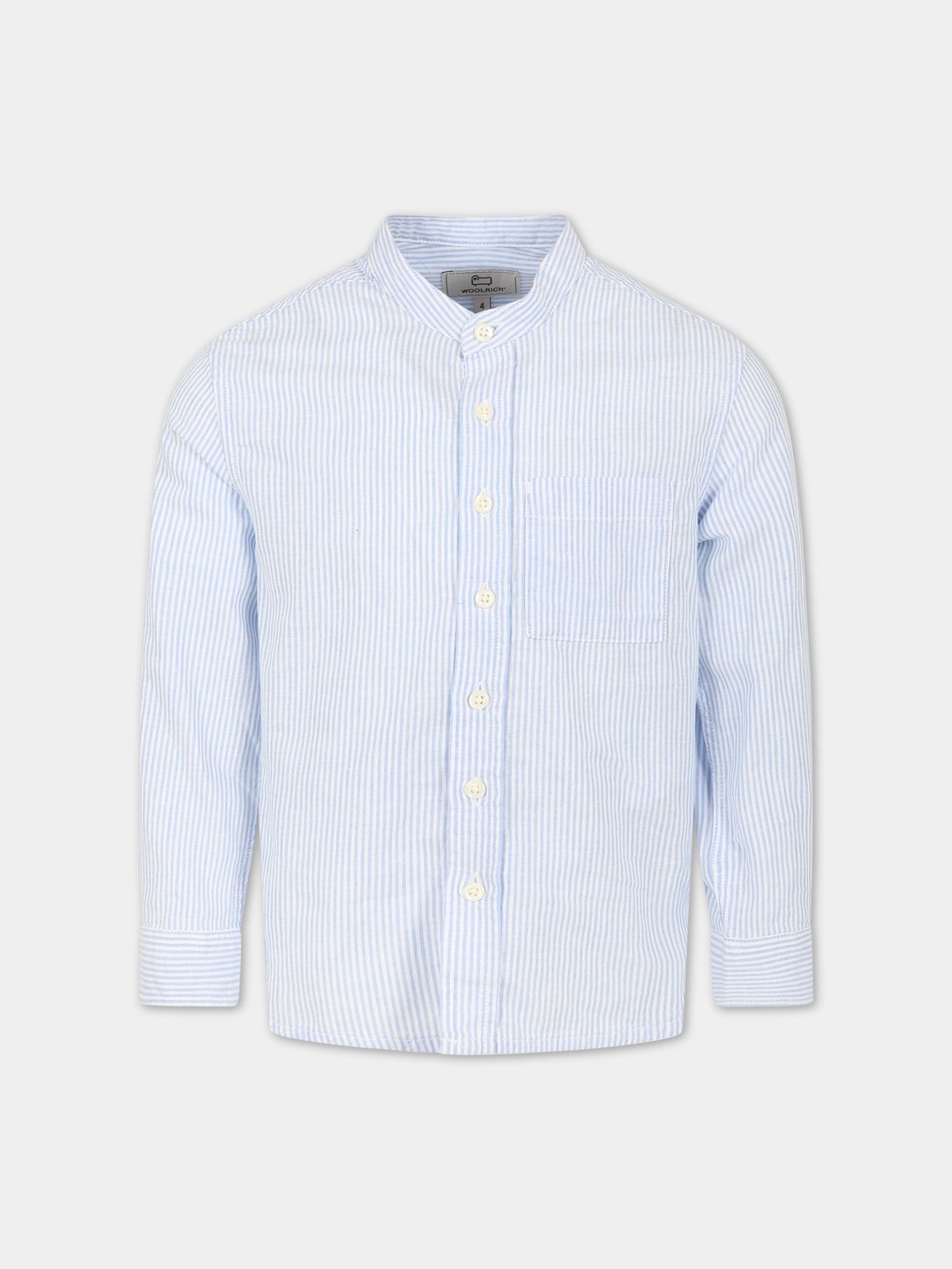 Camicia celeste per bambino con logo,Woolrich Kids,CFWKSI0059MRUT3377 3145
