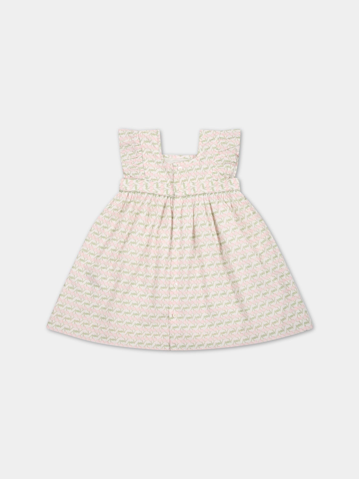 Vestito bianco per neonata con ciliegie,Bonpoint,S03XDRW00110 620