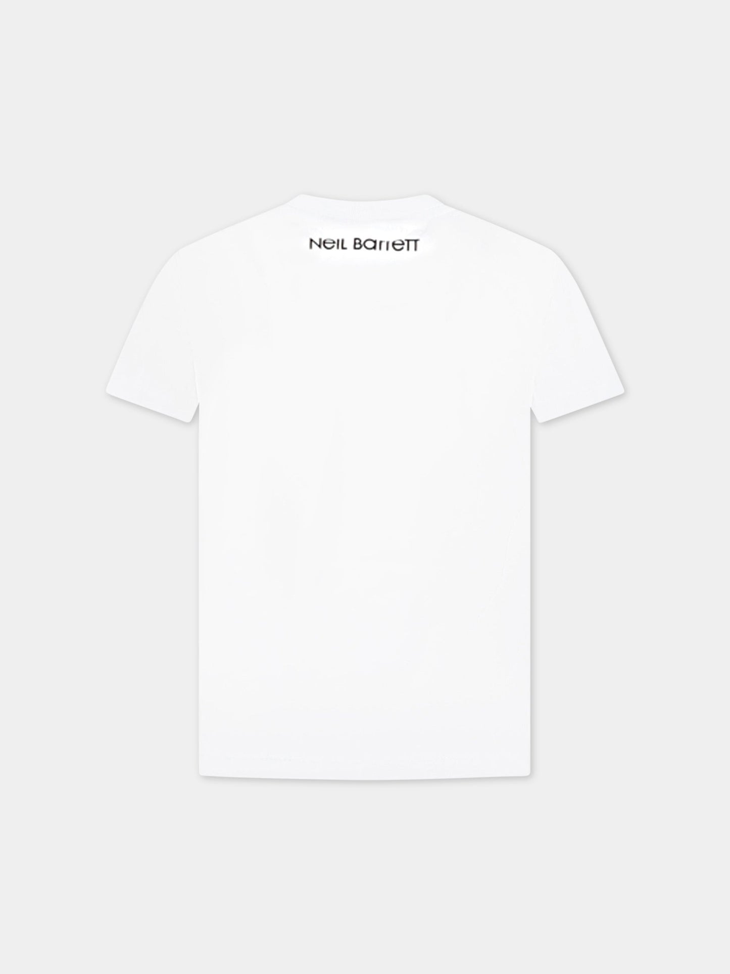 T-shirt bianca per bambino con iconiche saette,Neil Barrett Kids,033623 001