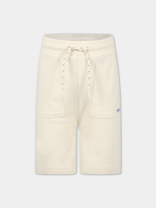 Shorts avorio per bambino con logo,Bonpoint,S03BBEW00008 003A