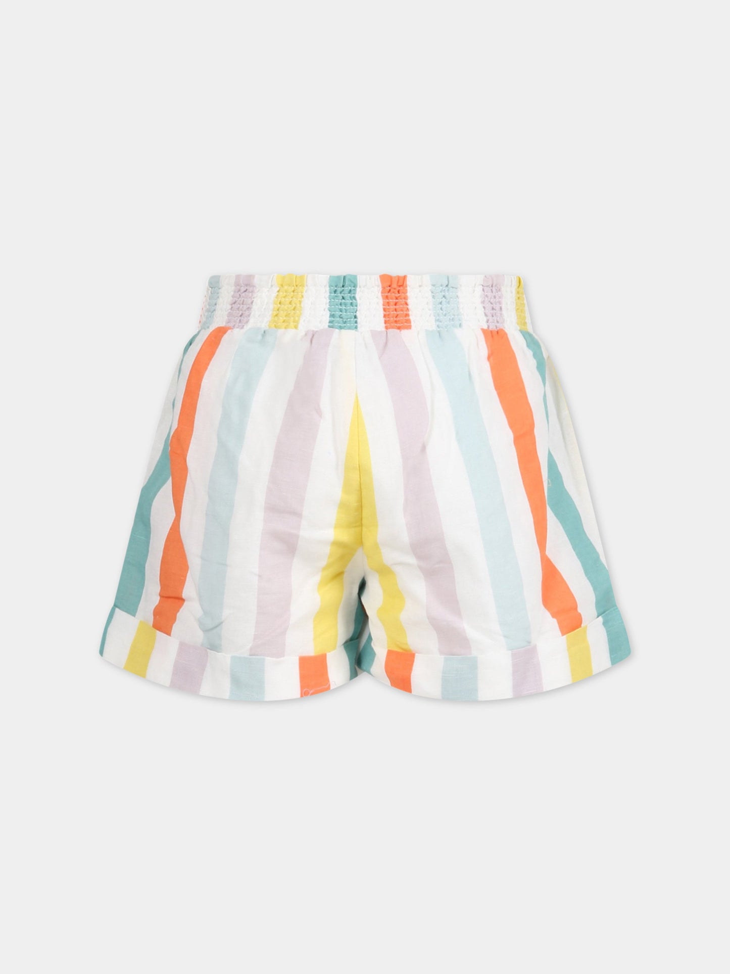 Short avorio per bambina con righe,Stella Mccartney Kids,8Q6BA9 Z0138 100MC