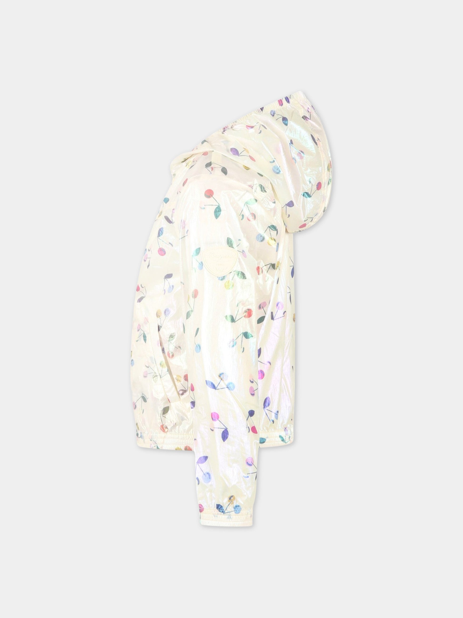 Giacca avorio a vento per bambina con ciliegie,Bonpoint,S03GOUW00100 680