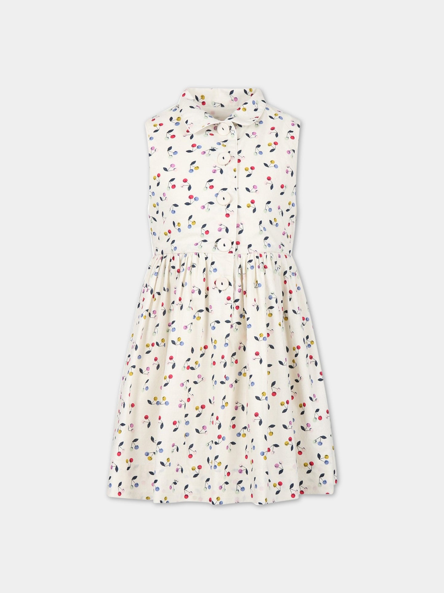 Vestito avorio per bambina con ciliegie,Bonpoint,S03GDRW00005 680