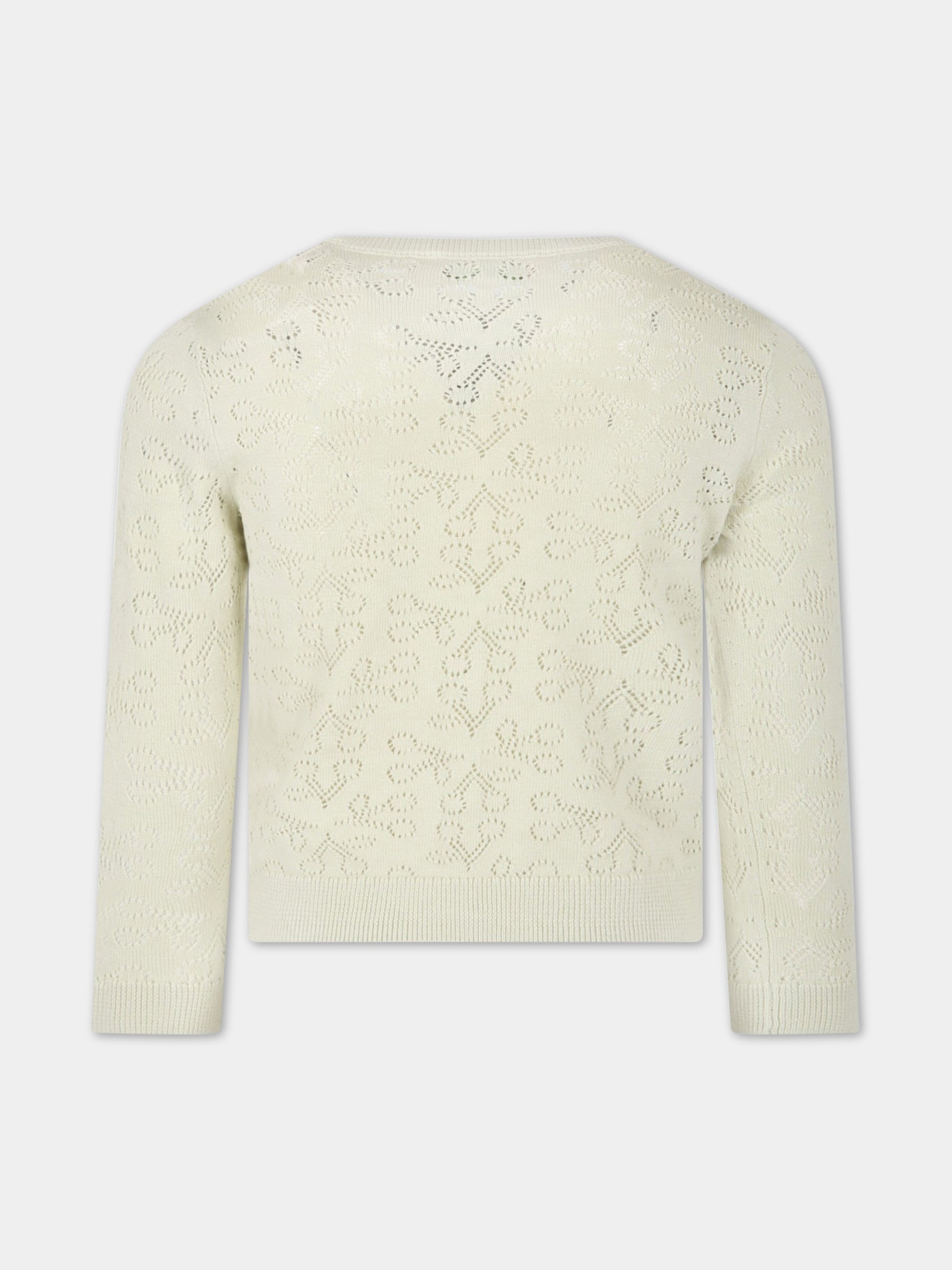 Cardigan verde per bambina con iconiche ciliegie all-over,Bonpoint,S03GCAK00107 045D