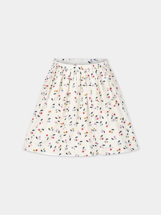Gonna avorio per bambina con ciliegie,Bonpoint,S03GSKW00008 680