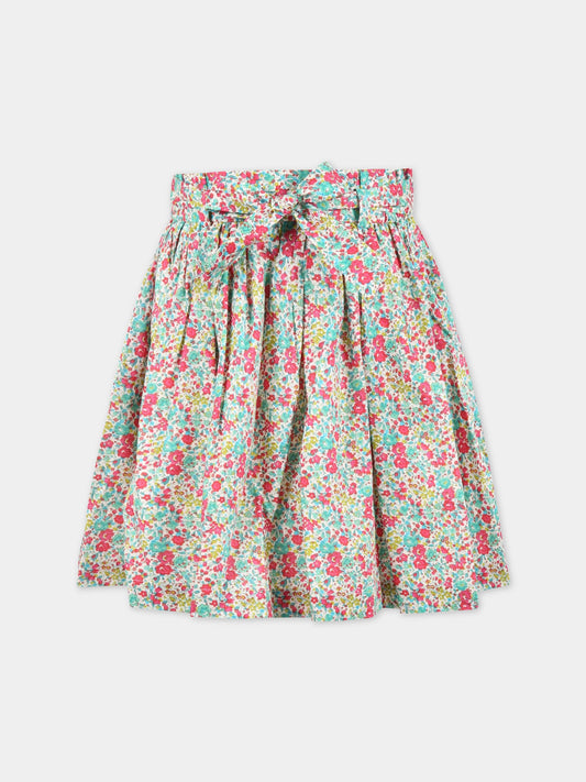 Gonna multicolor per bambina con stampa Liberty,Bonpoint,S03GSKW00010 544A