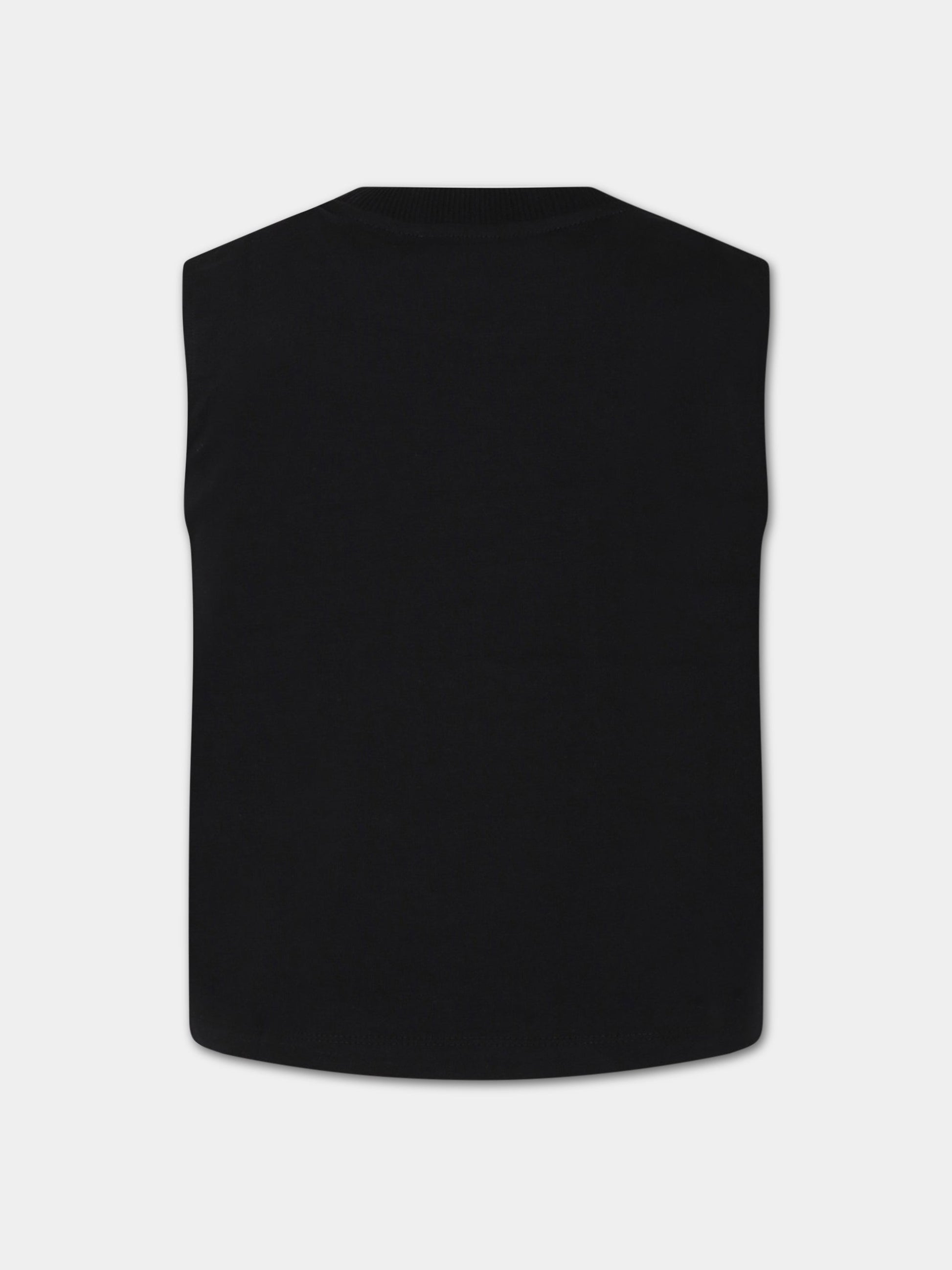 T-shirt nera per bambini con stampa, logo e Teddy Bear,Moschino Kids,HUM047 LBA08 NERO