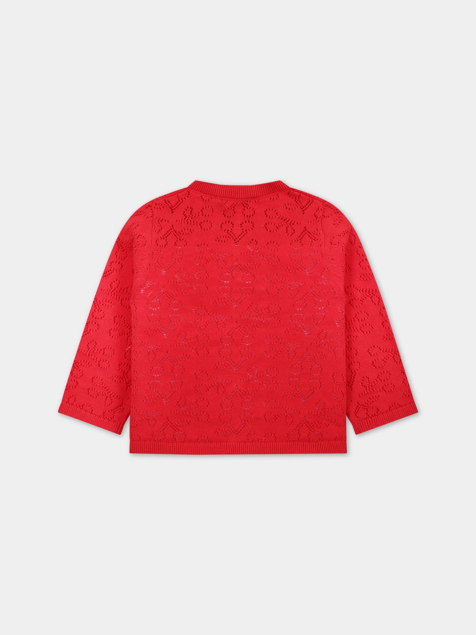 Cardigan rosso per neonata con iconiche ciliegie all-over,Bonpoint,S03XCAK00103 051