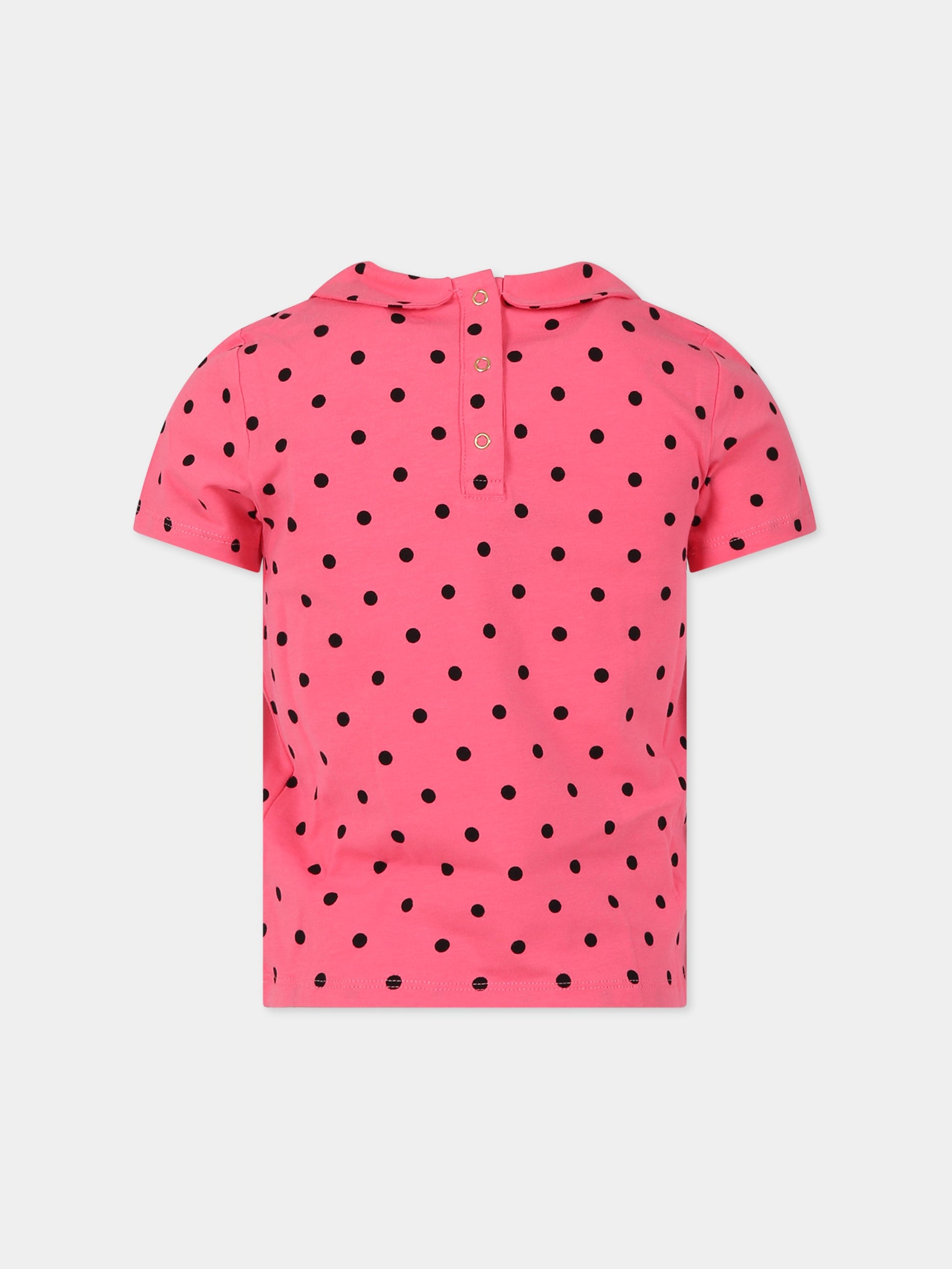 T-shirt fucsia per bambina con pois,Mini Rodini,2322013428