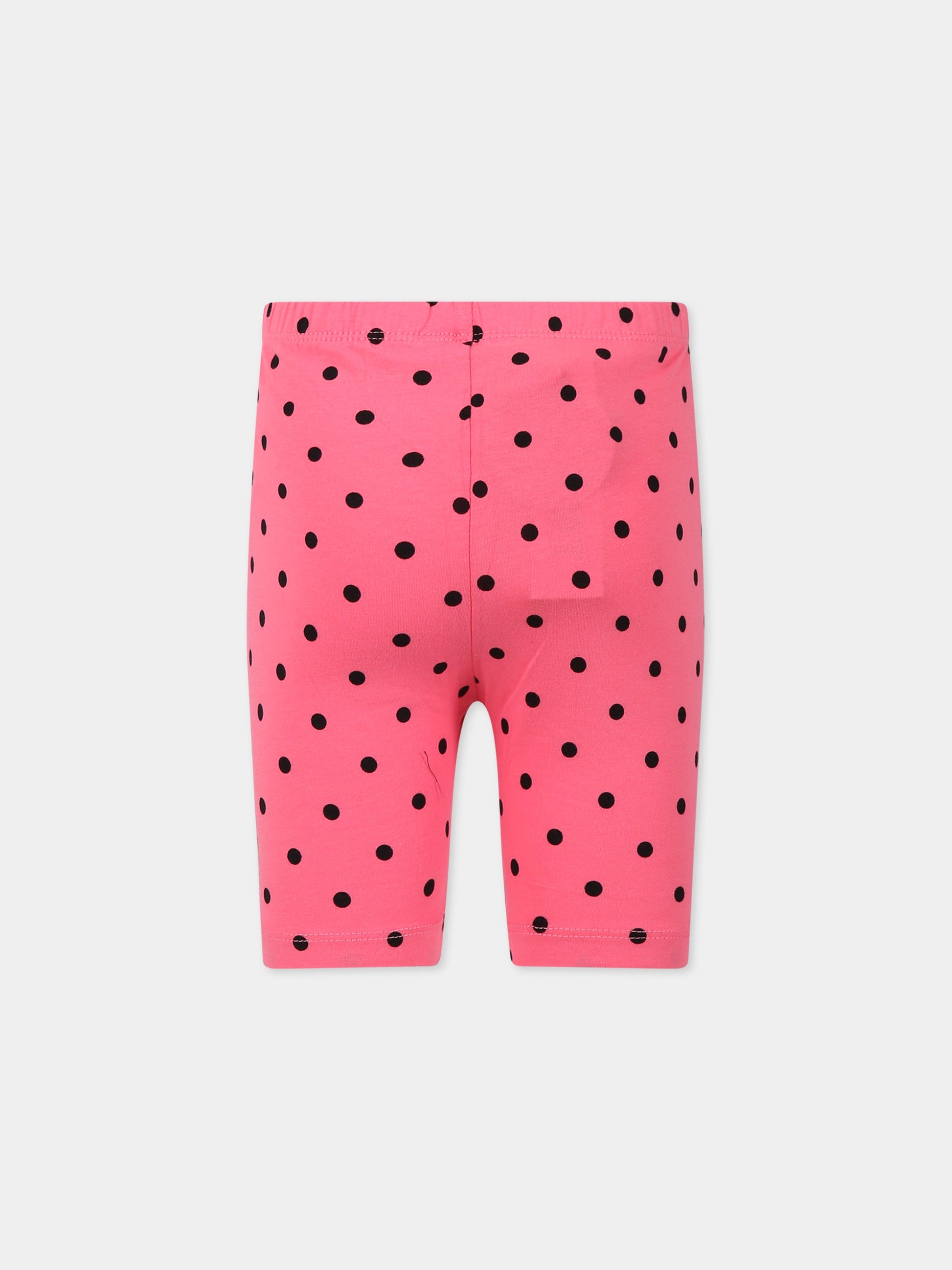 Shorts fucsia per bambina con pois neri,Mini Rodini,2323013028