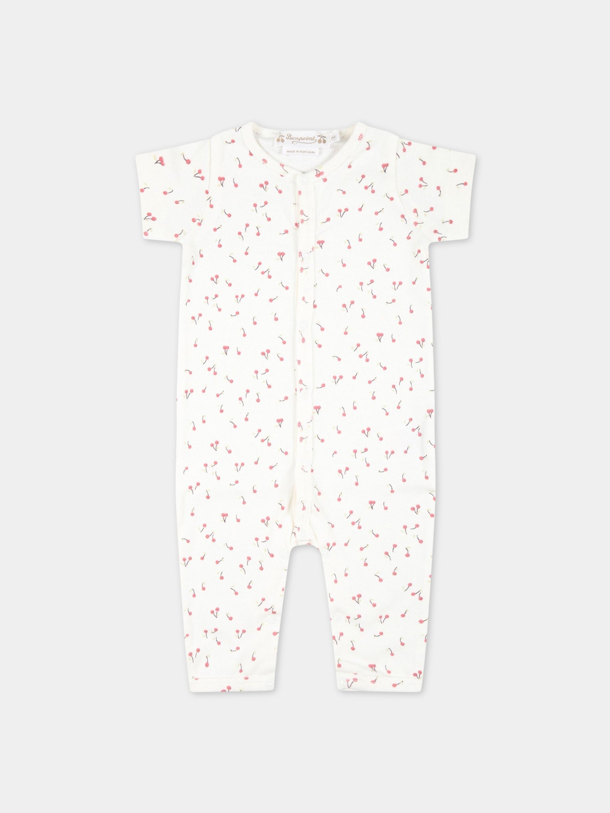 Tutina avorio per neonata con ciliegie,Bonpoint,S03XOVK00050 622C