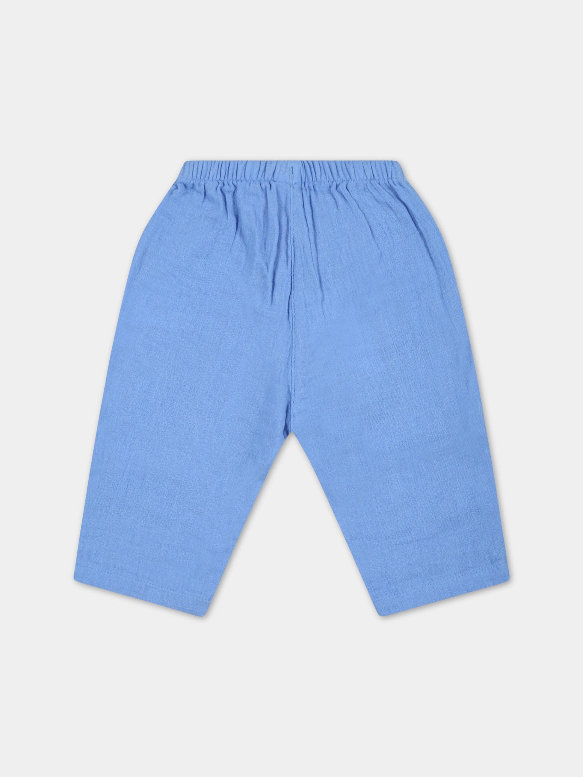 Pantaloni azzurri per neonato con patch logato,Petit Bateau,A0750 EDNA