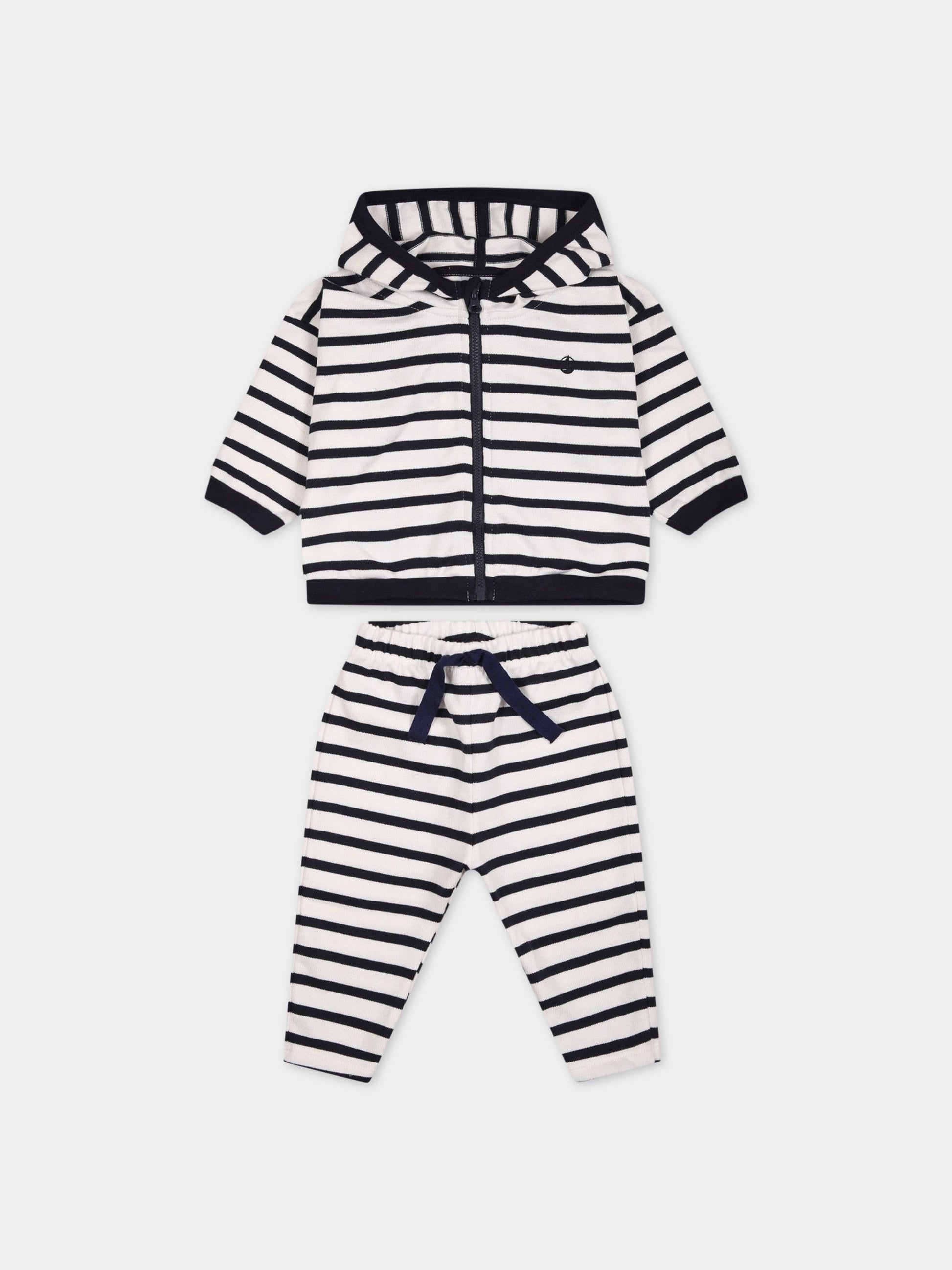 Completo multicolor per neonato con logo,Petit Bateau,A077U MARSHMALLOW/SMOKING