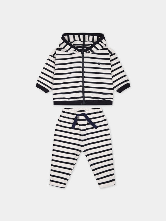 Completo multicolor per neonato con logo,Petit Bateau,A077U MARSHMALLOW/SMOKING