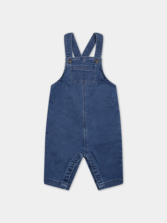 Salopette blu per neonati con logo,Petit Bateau,A0536 BLEU DELAVE