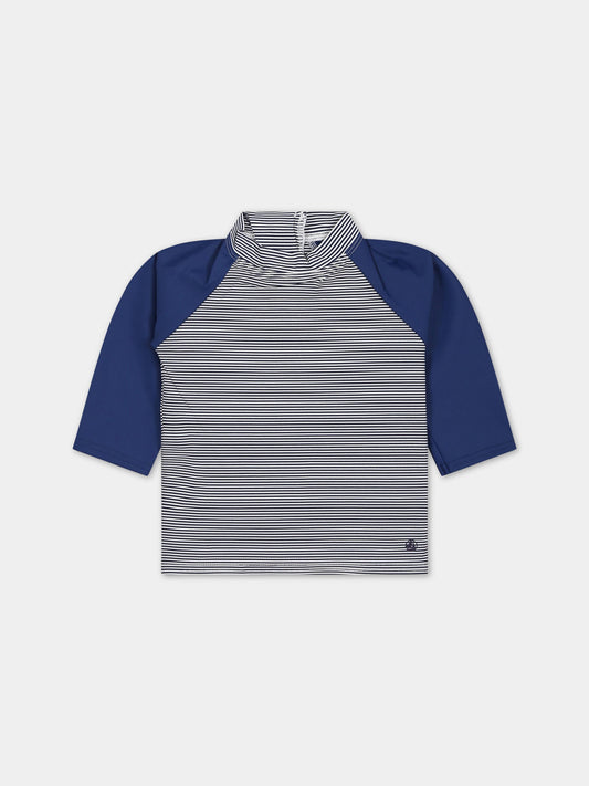 T-shirt multicolor per neonato con logo,Petit Bateau,A03QQ MEDIEVAL/MARSHMALLOW