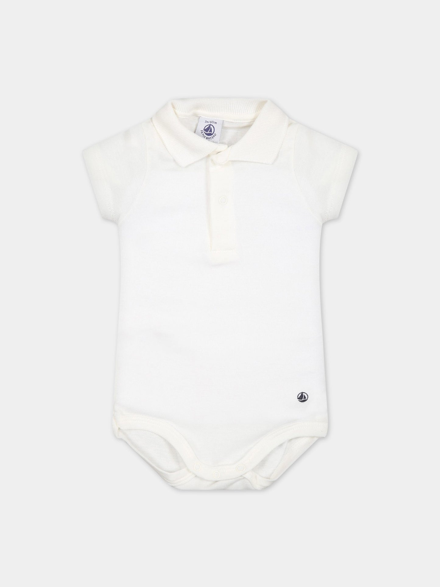 Body avorio per neonati con logo,Petit Bateau,A05RK MARSHMALLOW