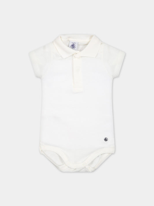 Body avorio per neonati con logo,Petit Bateau,A05RK MARSHMALLOW