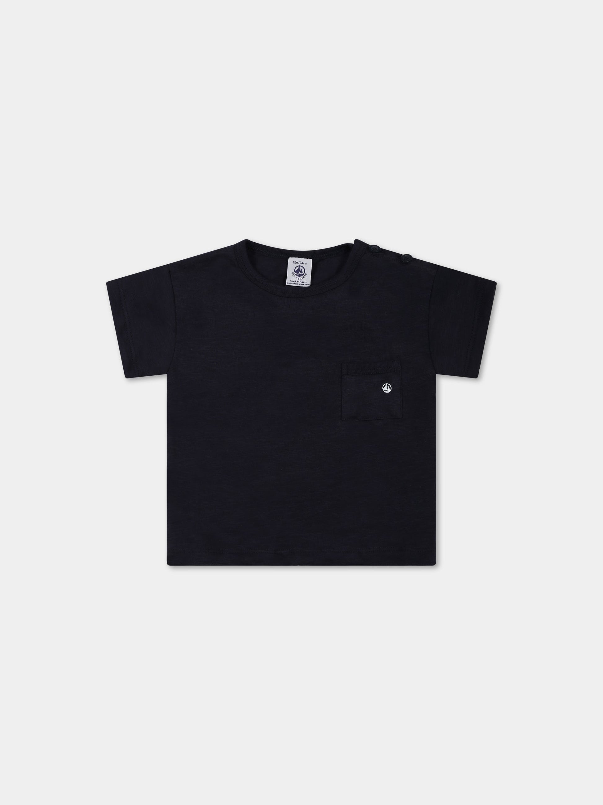 T-shirt blu per neonato con logo,Petit Bateau,A07BA SMOKING