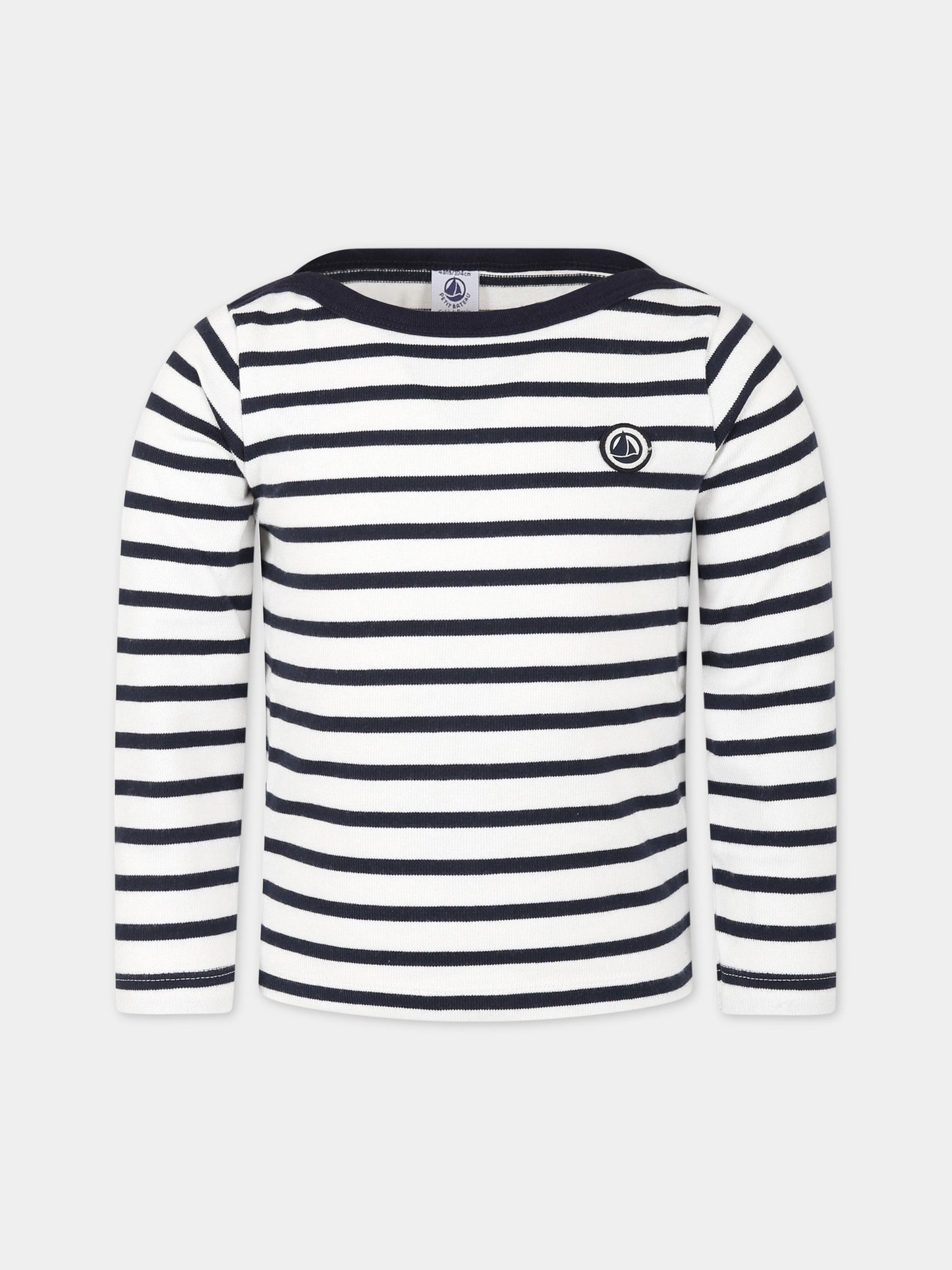 T-shirt multicolor per bambino con patch logo,Petit Bateau,A04O9 MARSHMALLOW/SMOKING