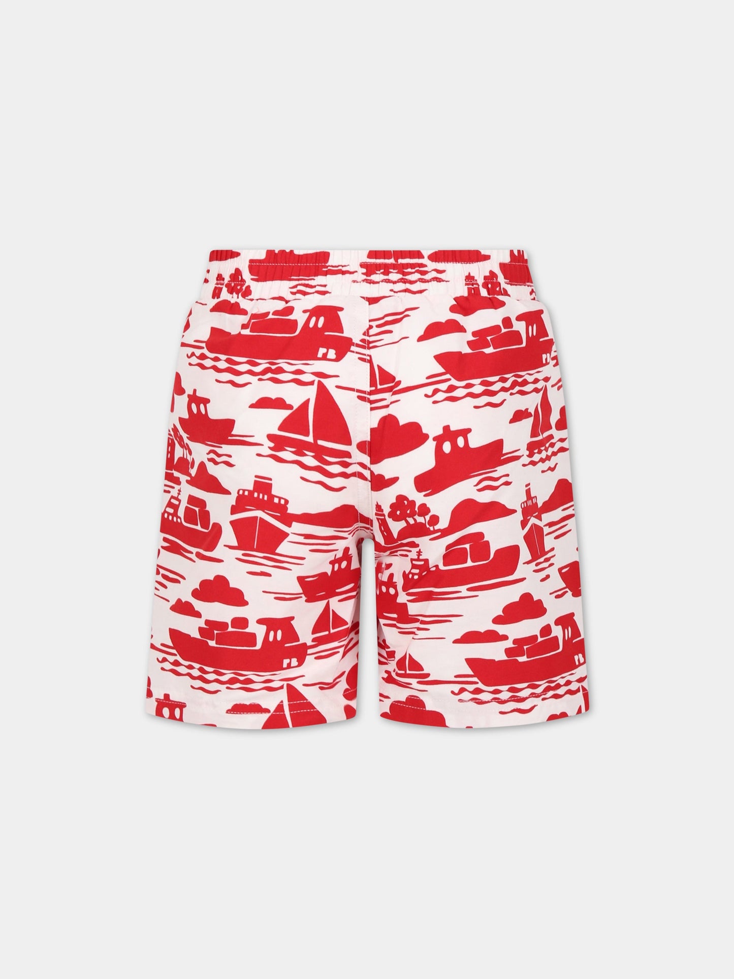 Boxer-mare multicolor per bambino con stampa  Boat ,Petit Bateau,A06JU AVALANCHE/ROUGE