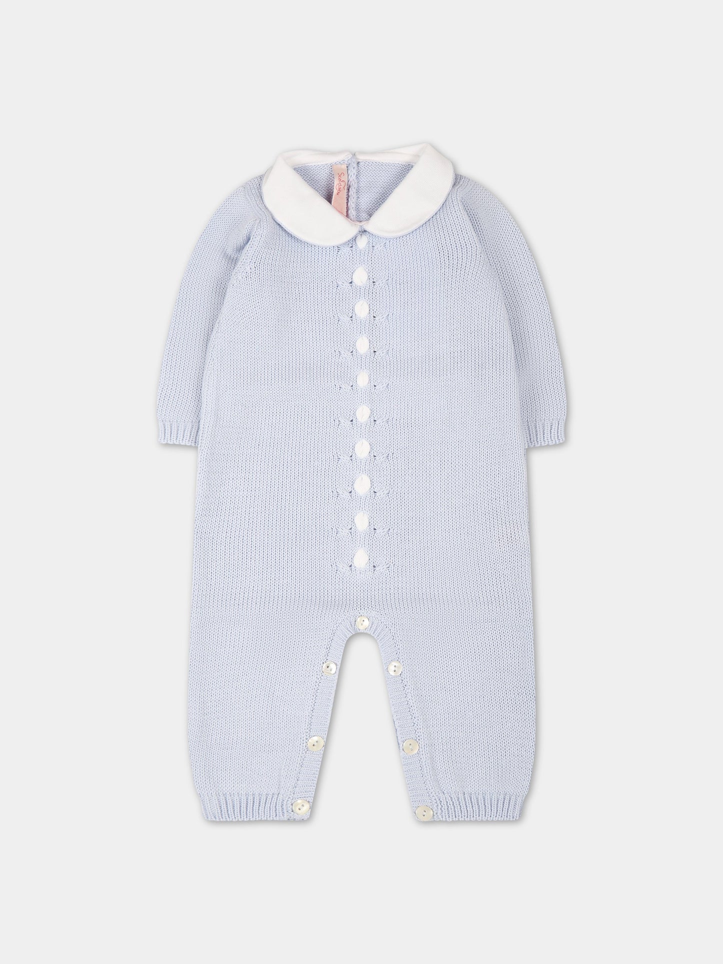 Tutina celeste per neonato con dettagli bianchi,Scaldacuore,TR01