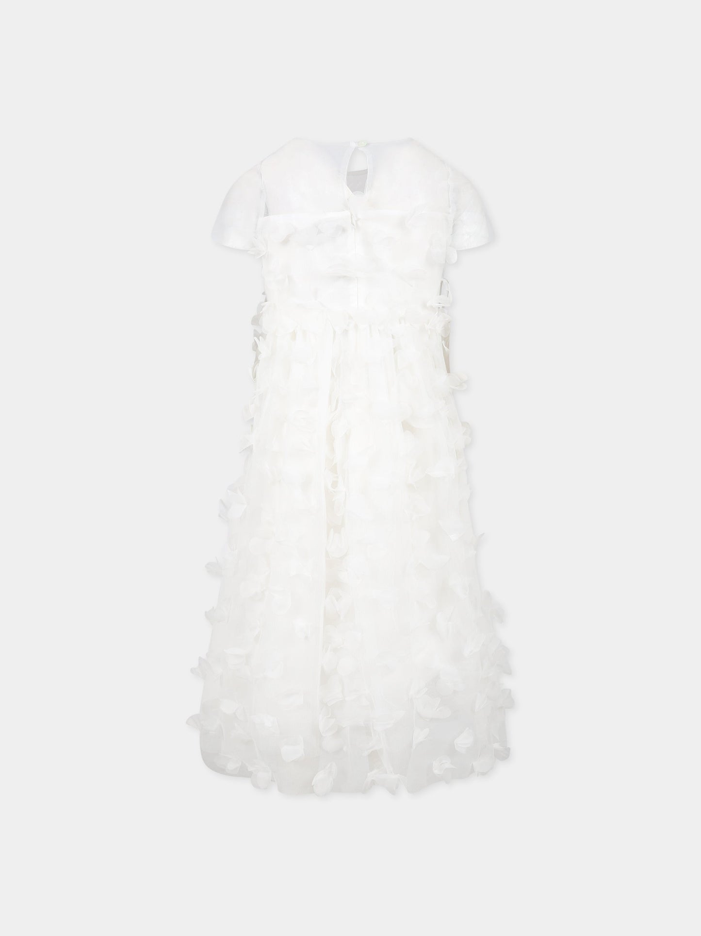 Vestito bianco per bambina con applicazioni in tulle,Simonetta,SS1C21 T0041 101
