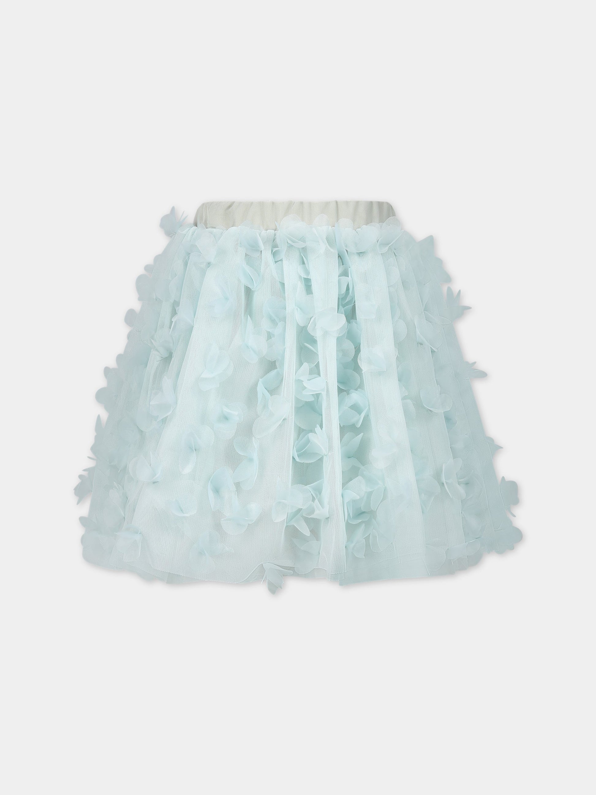 Gonna verde per bambina con applicazioni in tulle,Simonetta,SS7A71 T0041 708