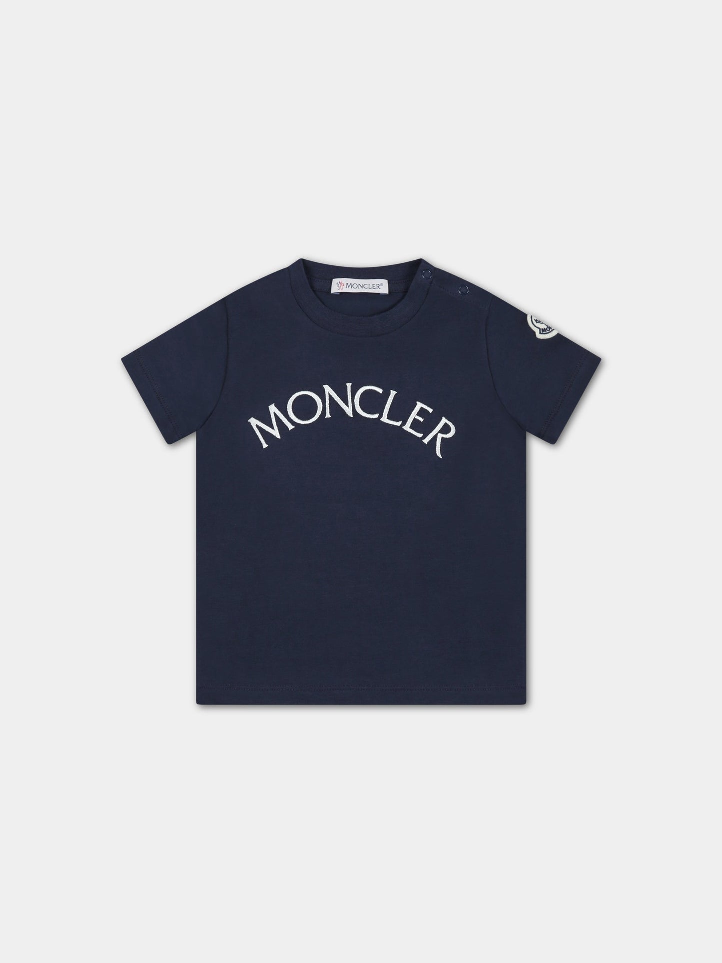 T-shirt blu per neonato con logo,Moncler Kids,951 8C00022 8790N 744