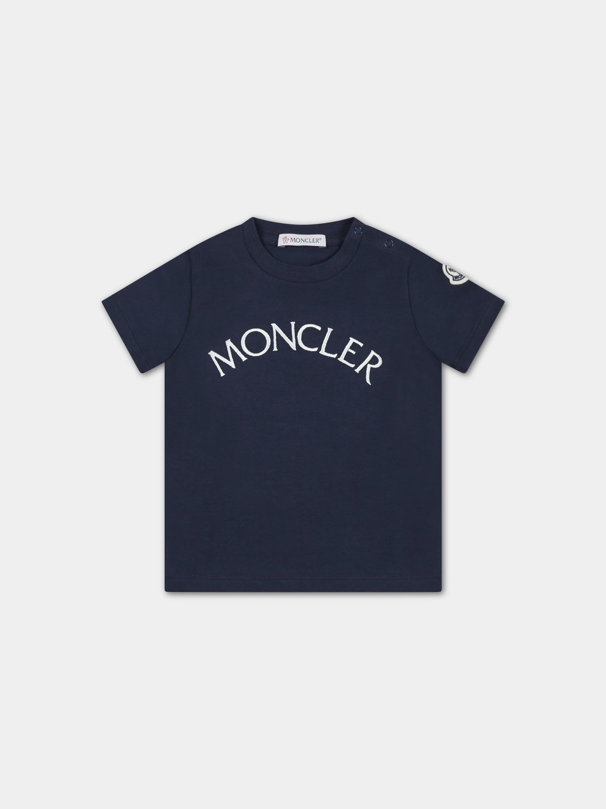 T-shirt blu per neonato con logo,Moncler Kids,951 8C00022 8790N 744