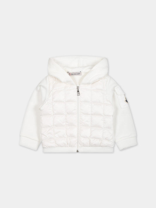 Felpa bianca per neonato con logo,Moncler Kids,951 8G00004 809DK 032
