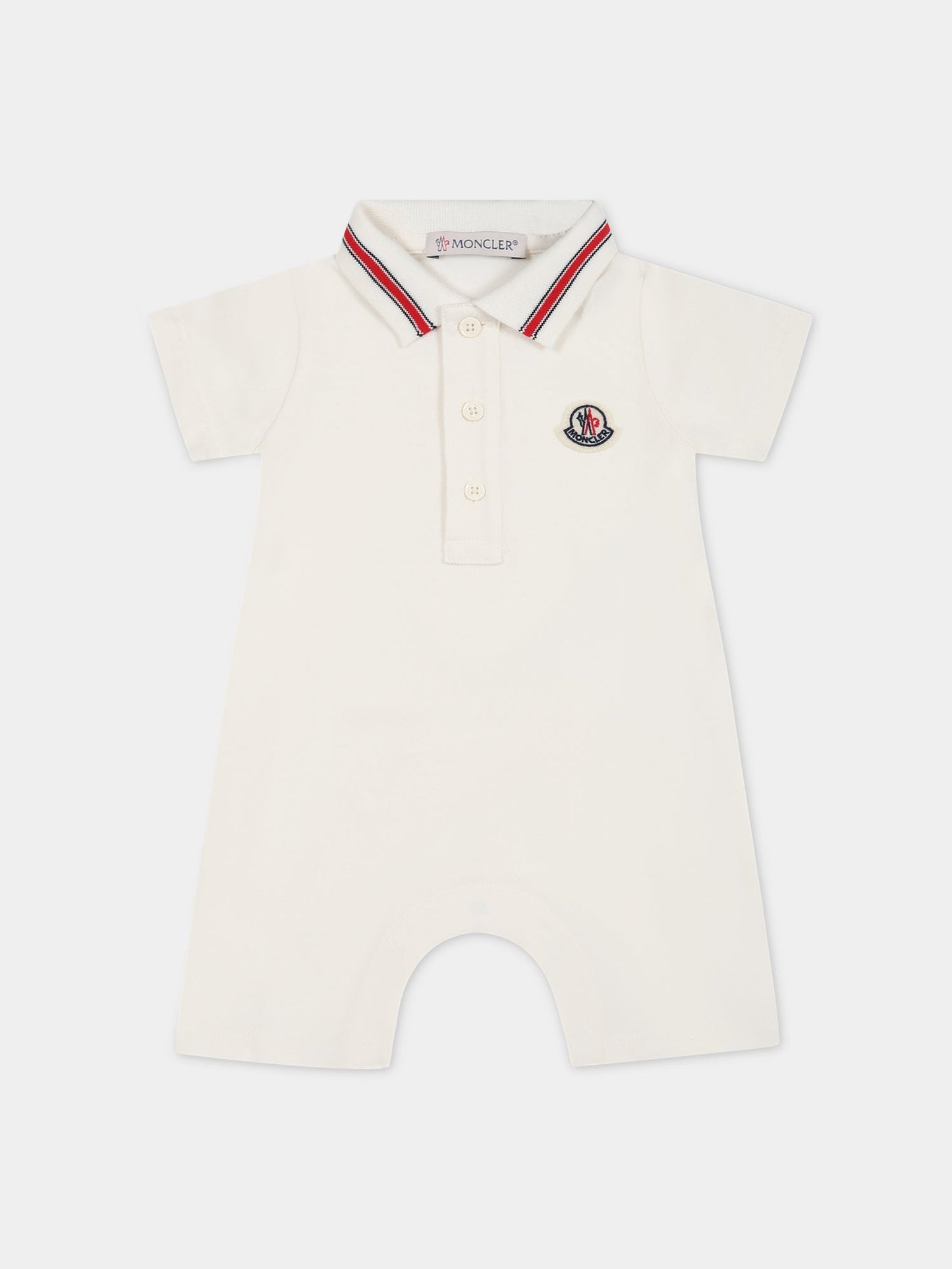 Pagliaccetto bianco per neonati con logo,Moncler Kids,951 8L00005 8496F 034