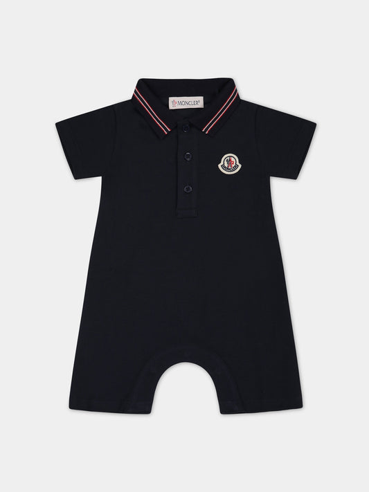 Pagliaccetto blu per neonati con logo,Moncler Kids,951 8L00005 8496F 773