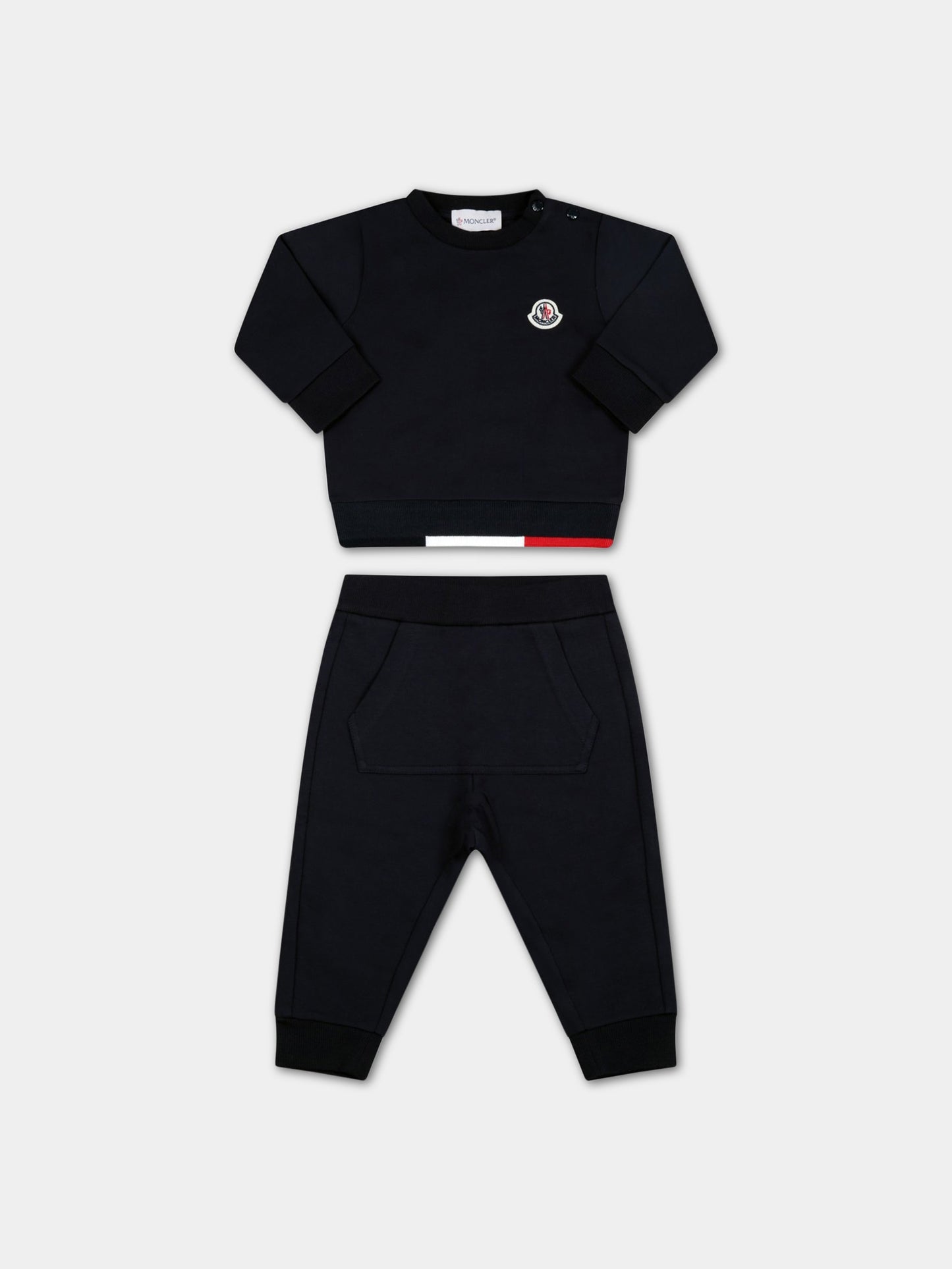 Completo blu sportivo per neonato con patch logato,Moncler Kids,951 8M00022 809AC 742