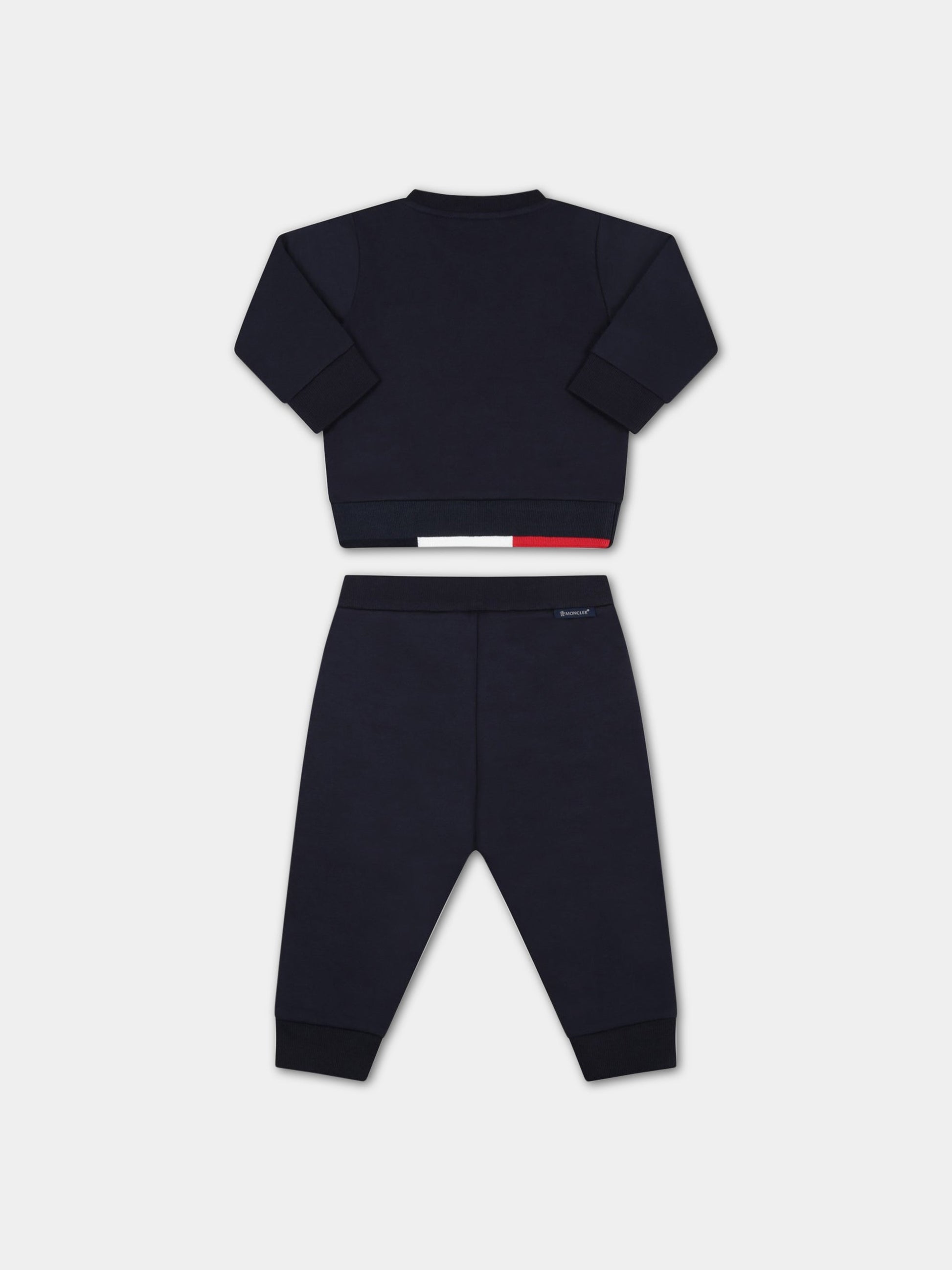 Completo blu sportivo per neonato con patch logato,Moncler Kids,951 8M00022 809AC 742