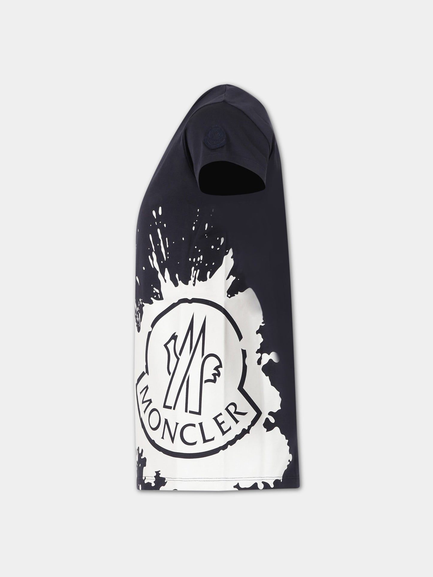 T-shirt blu per bambino con stampa e logo,Moncler Kids,954 8C00007 899WA 778