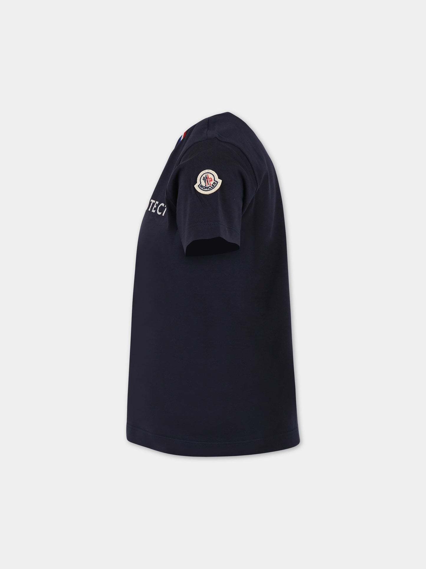 T-shirt blu per bambino con logo,Moncler Kids,954 8C00038 899Z8 778