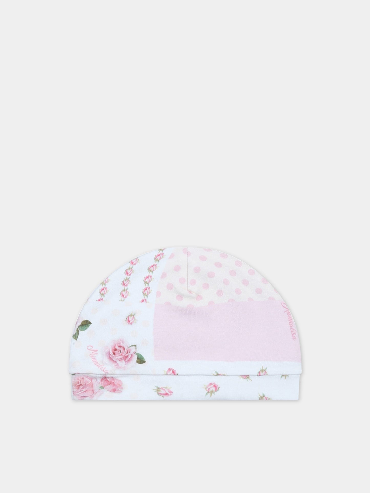 Cappello bianco per neonata con stampa floreale,Monnalisa,35A009 1035 0099