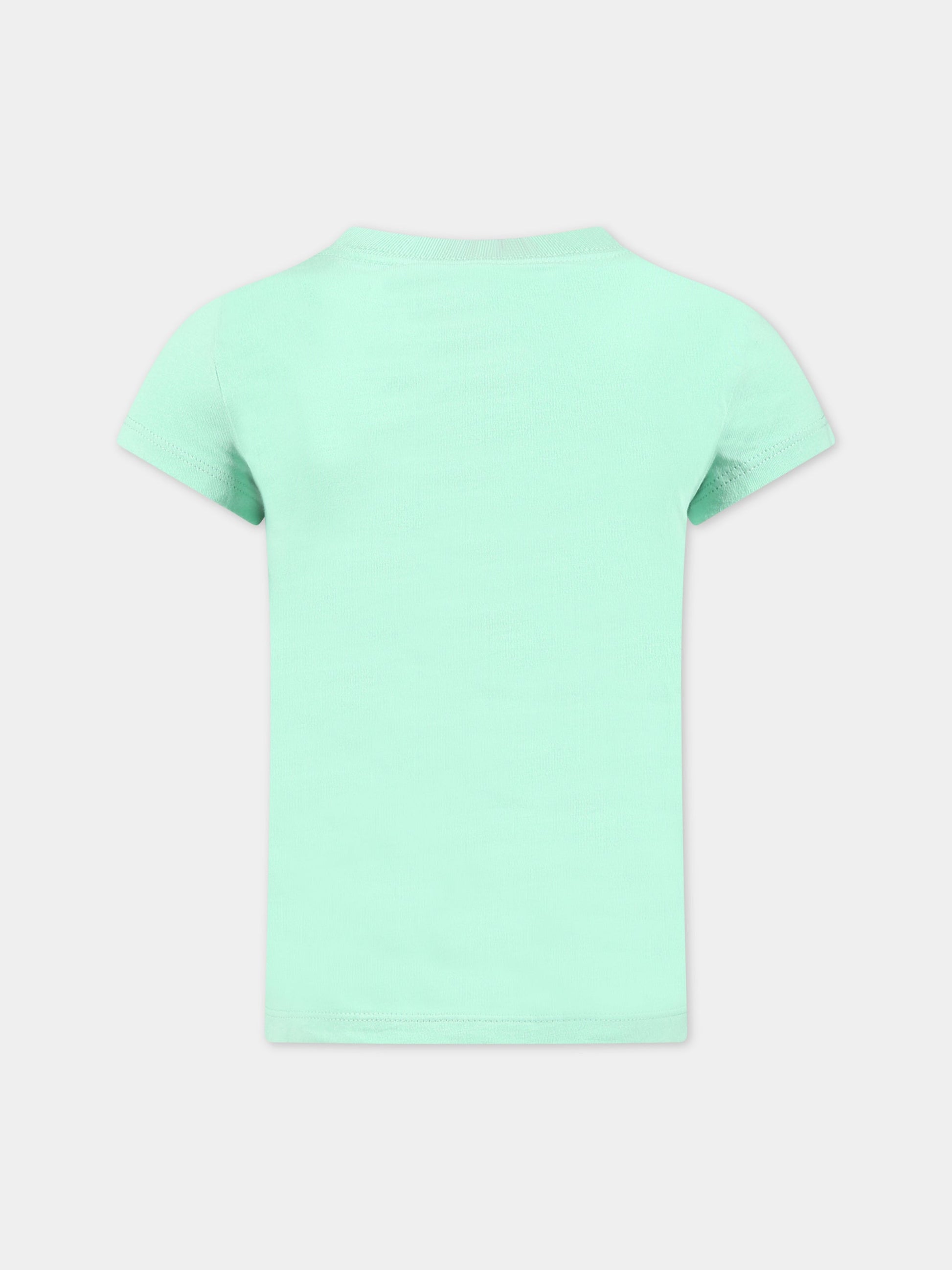 T-shirt verde per bambina con logo e iconico cavallino,Ralph Lauren Kids,903863004