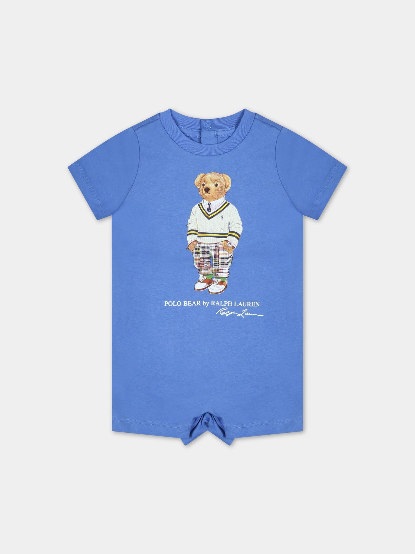 Pagliaccetto azzurro per neonato con orso,Ralph Lauren Kids,865749002