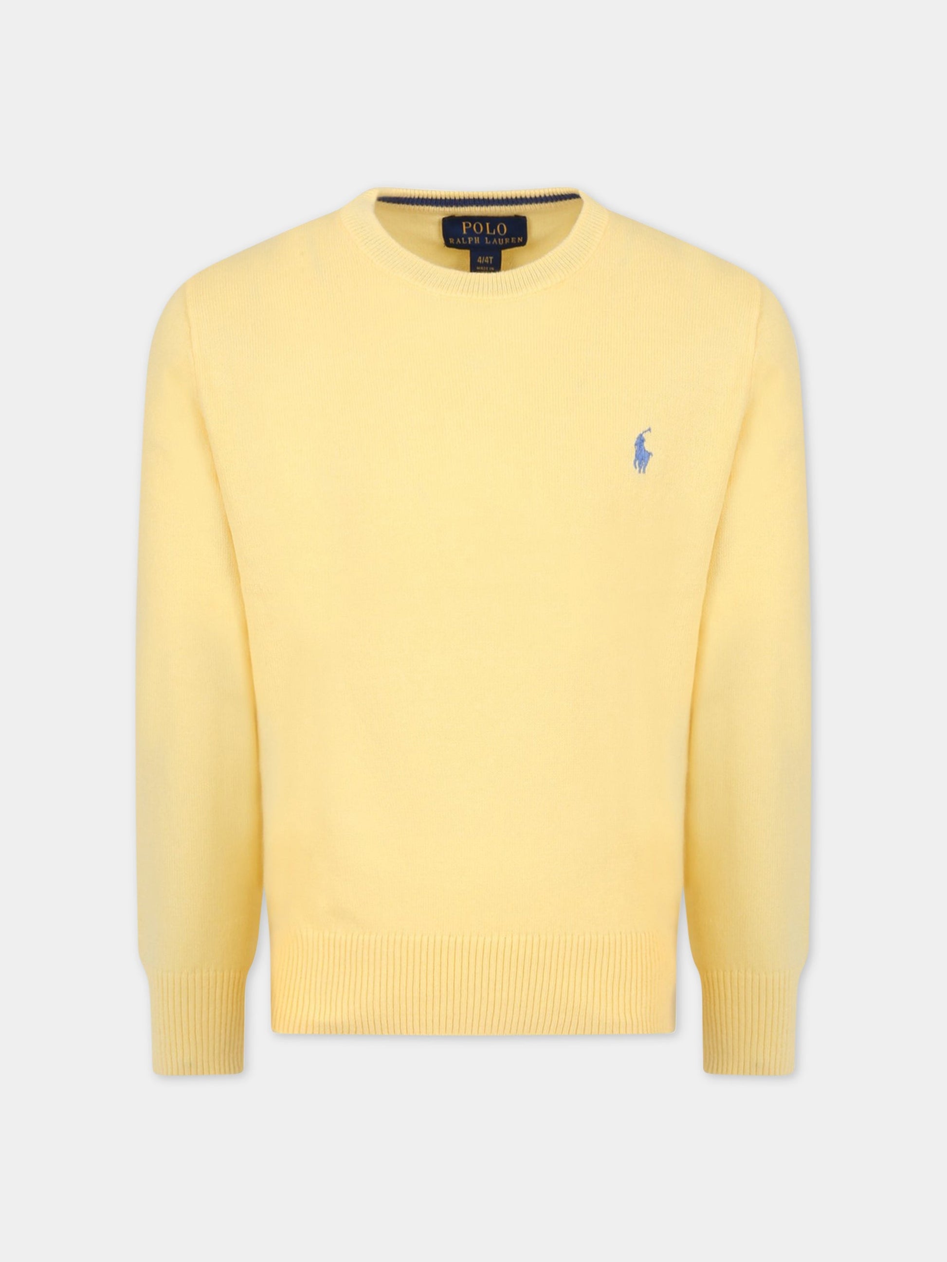 Maglione giallo per bambino con iconico cavallino azzurro,Ralph Lauren Kids,799887038