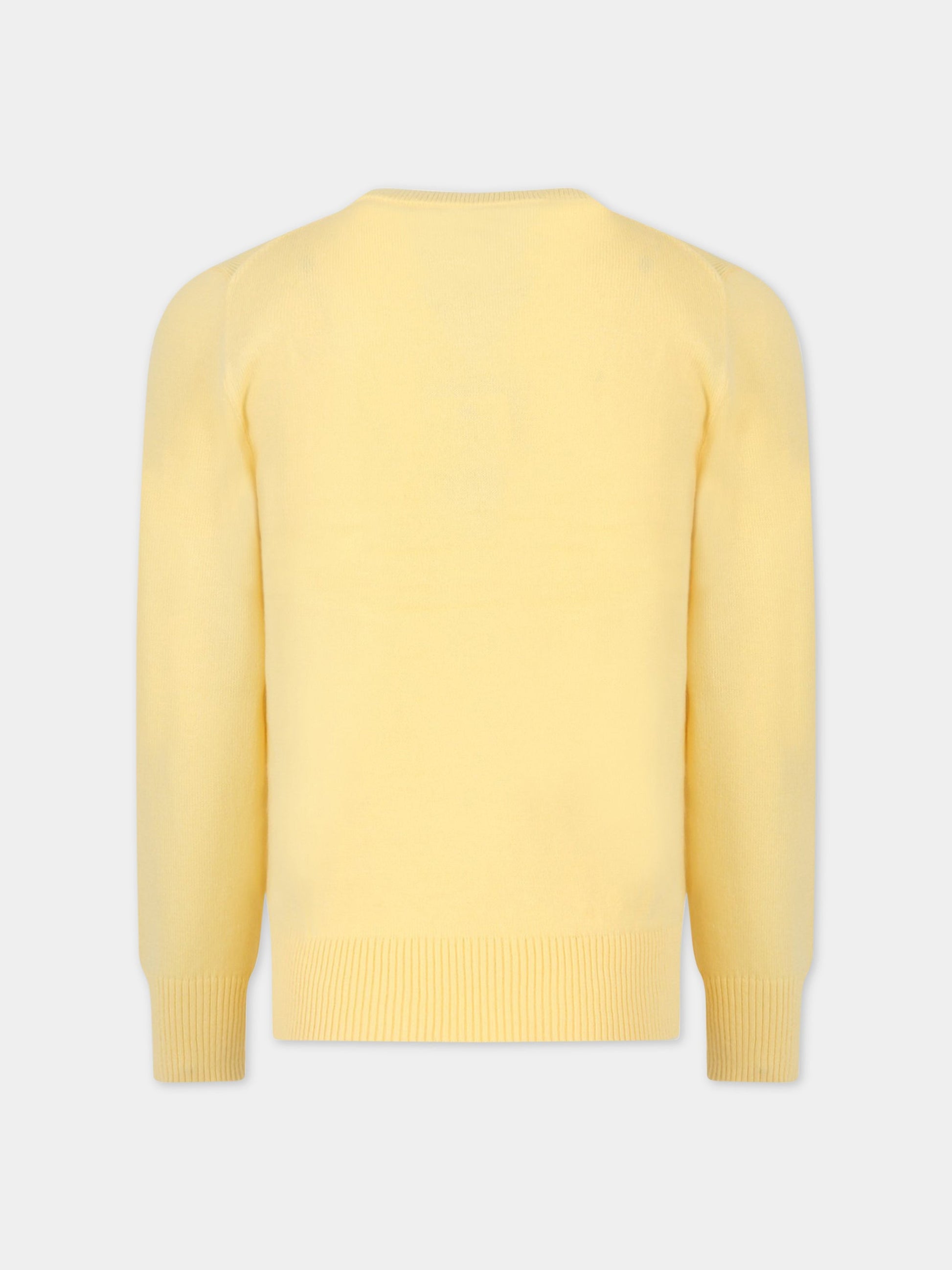 Maglione giallo per bambino con iconico cavallino azzurro,Ralph Lauren Kids,799887038