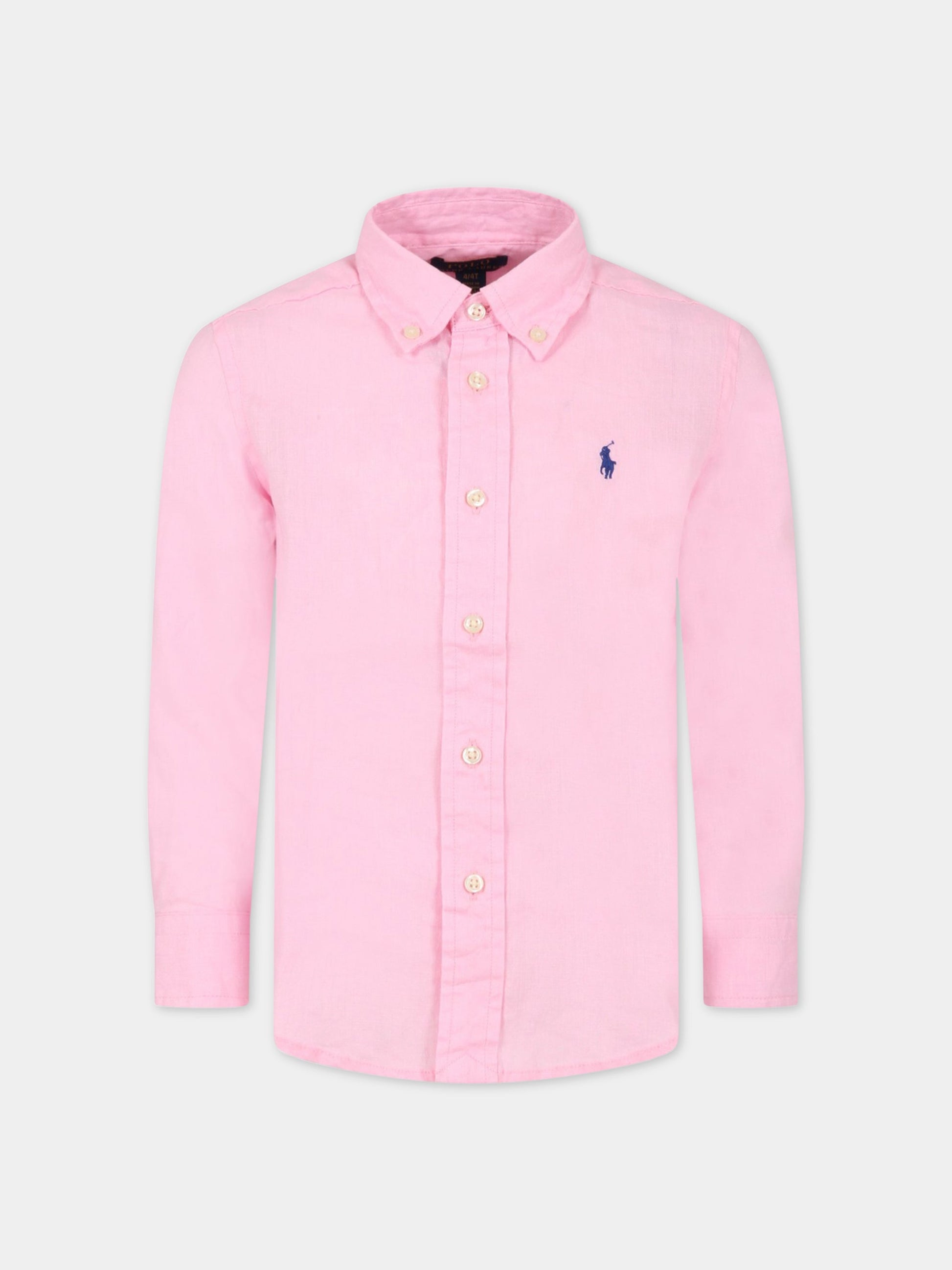 Camicia rosa per bambino con iconico cavallino,Ralph Lauren Kids,865270004