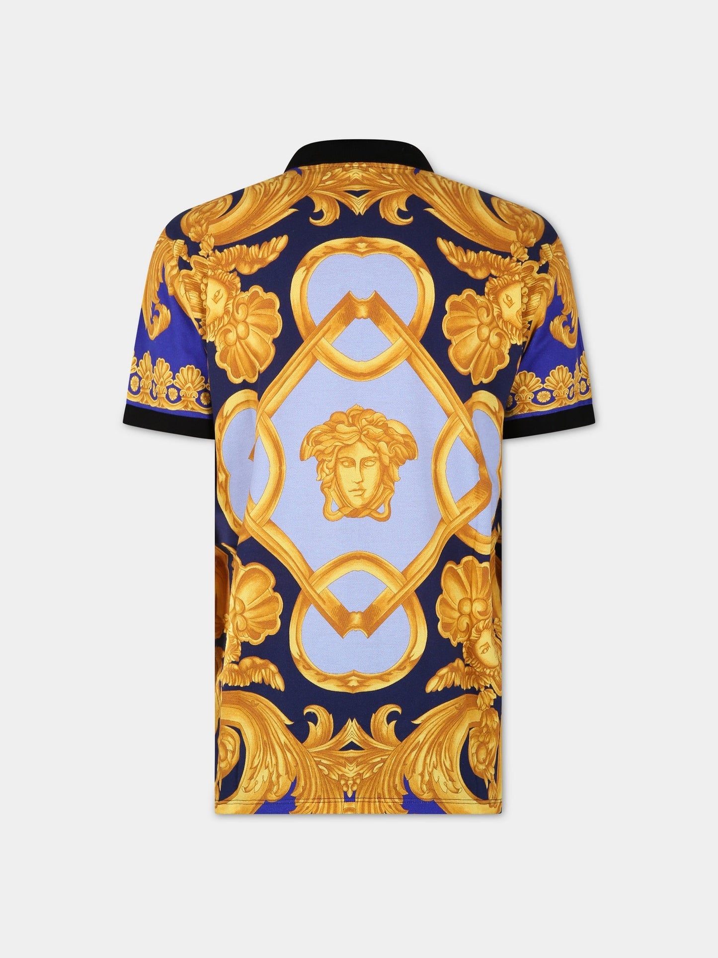Polo multicolor per bambino con stampa barocco,Versace,1000126 1A06506 5U670