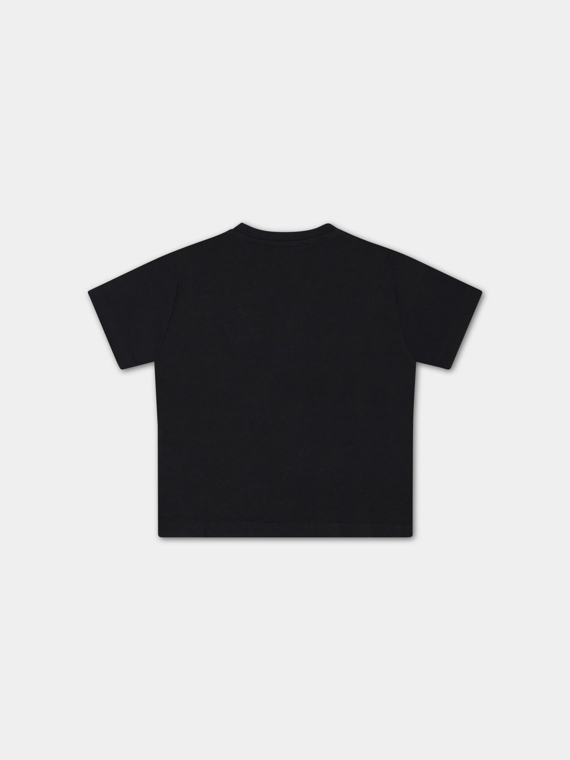 T-shirt nera per neonato con logo giallo,Versace,1000102 1A05779 2BE00