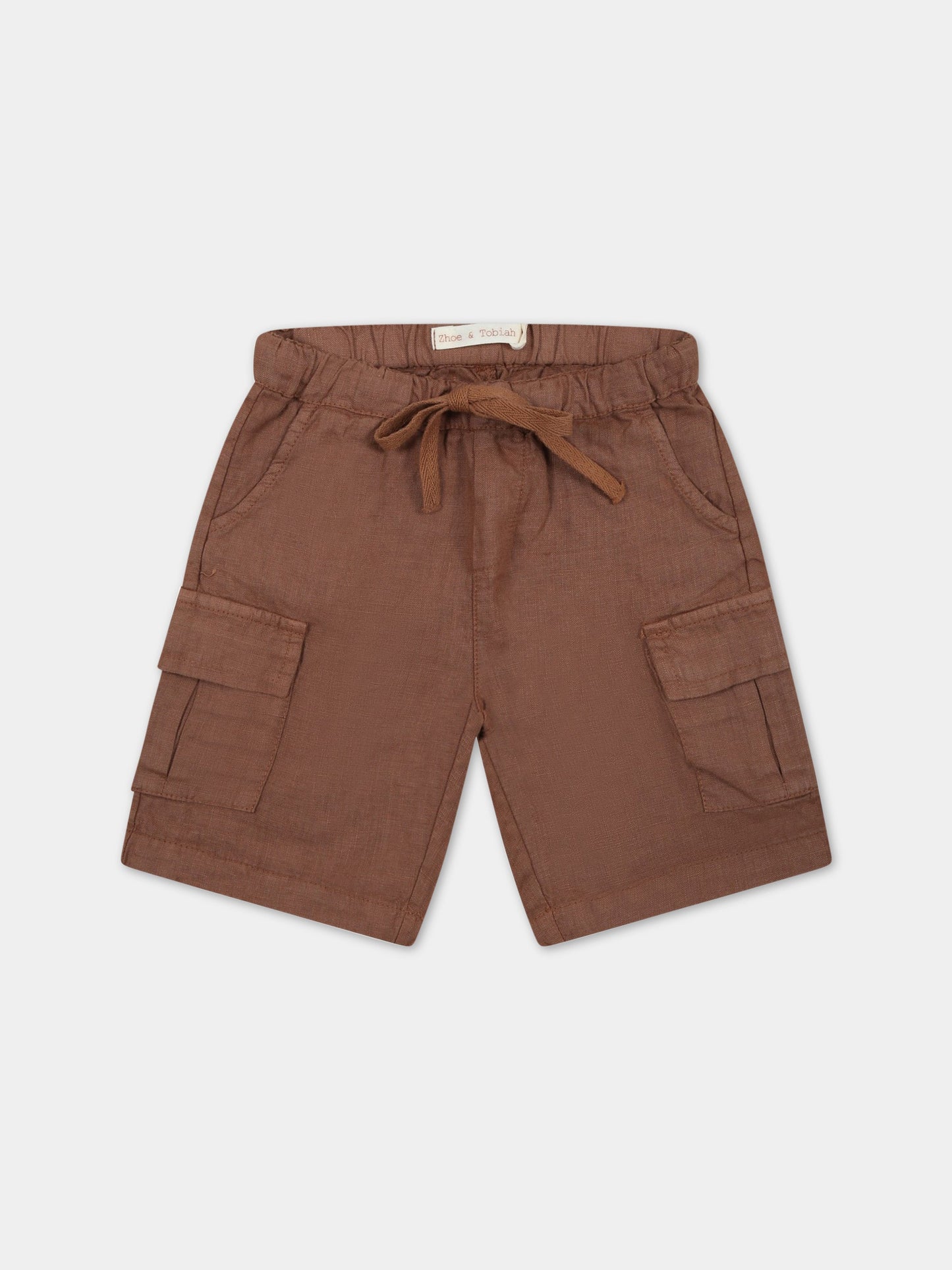 Bermuda marroni per neonato in lino,Zhoe & Tobiah,LIN4 358