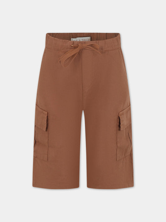 Bermuda marroni per bambino in lino,Zhoe & Tobiah,LIN4 358