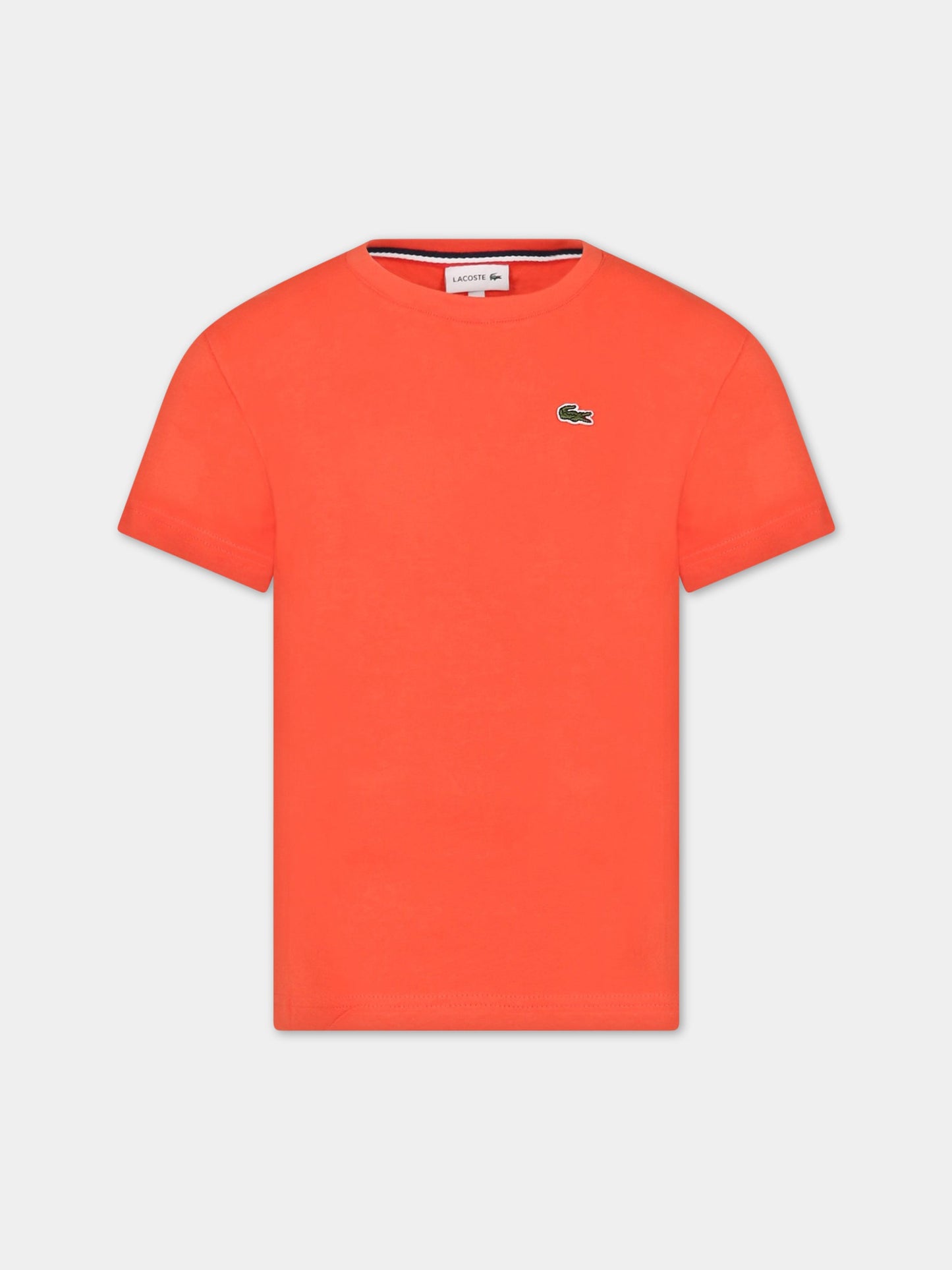 T-shirt rossa per bambino con logo iconico,Lacoste,TJ1442 02K