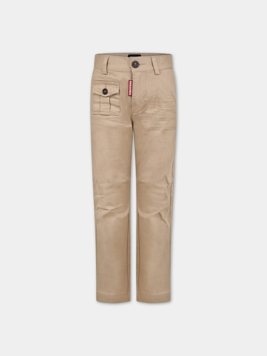 Pantaloni beige per bambino con logo,Dsquared2,DQ1505 D0093 DQ707
